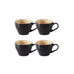 Jogo 4 Canecas Bistrô de Cerâmica 400 ml Preto Le Creuset