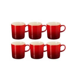 Jogo 6 Canecas de Chá de Cerâmica 350 ml Vermelho Le Creuset