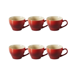 Jogo 6 Canecas Bistrô de Cerâmica 400 ml Vermelho Le Creuset