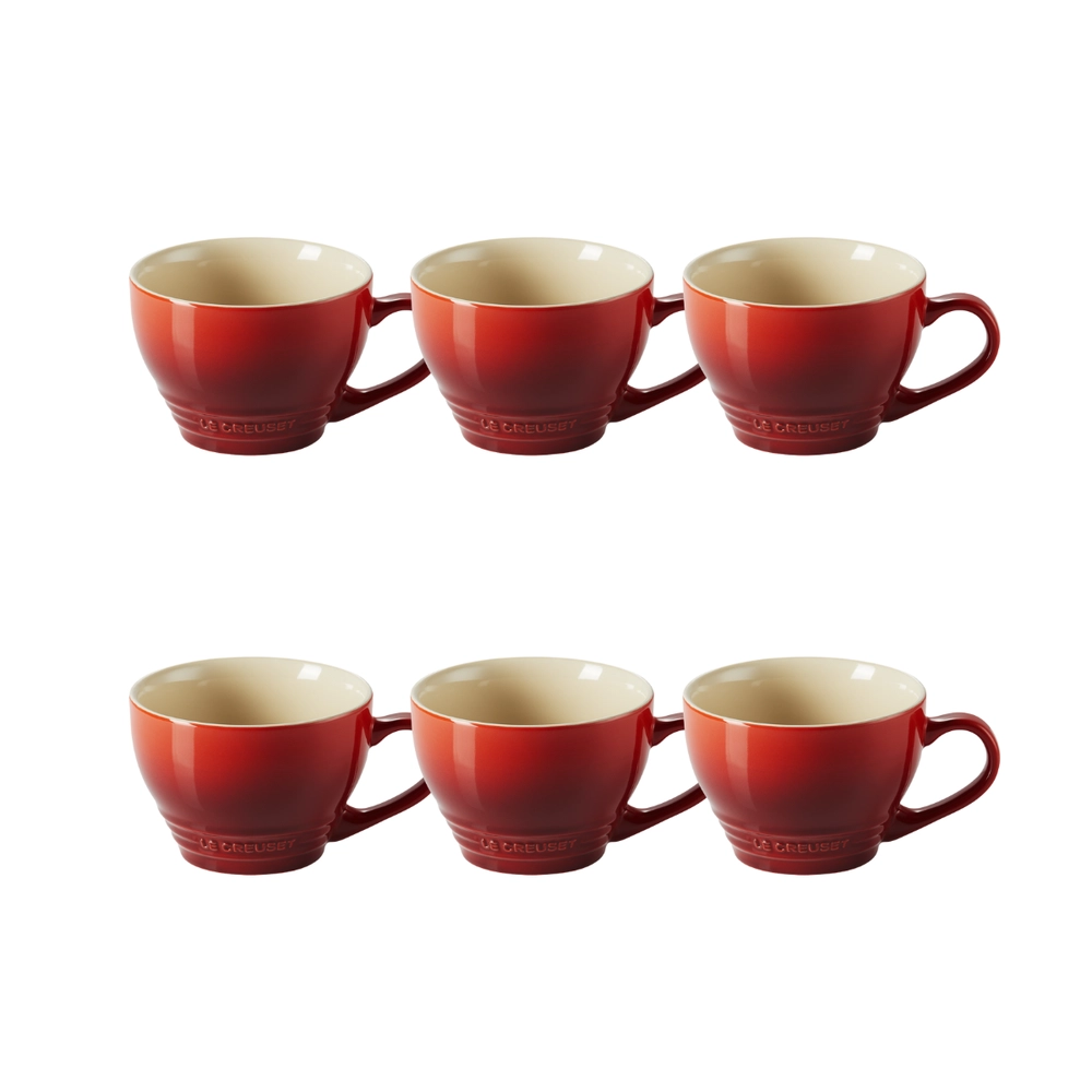 Jogo 6 Canecas Bistrô de Cerâmica 400 ml Vermelho Le Creuset