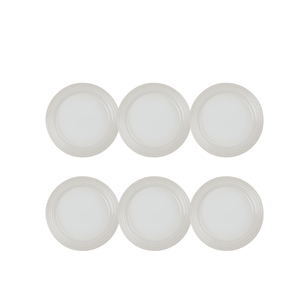 Jogo de 6 Pratos Rasos de Cerâmica 22 cm Meringue Le Creuset