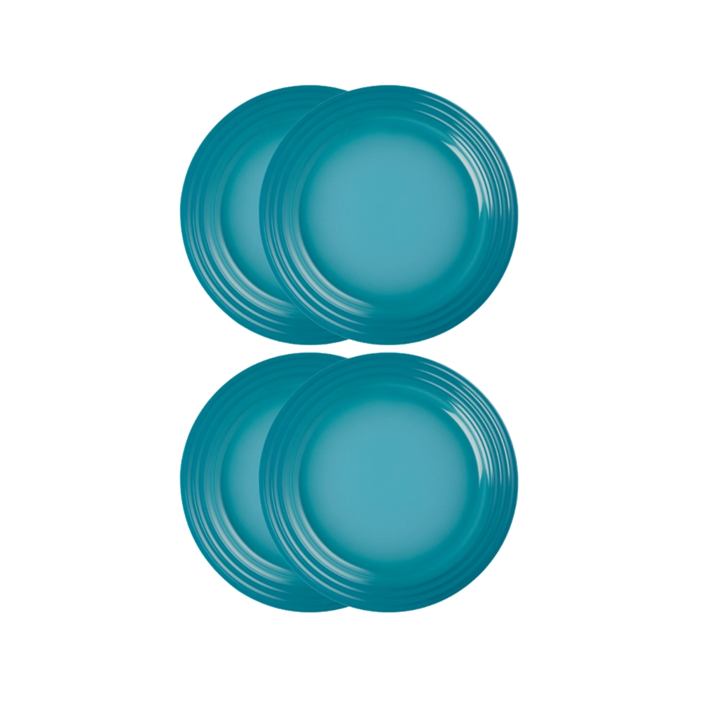 Jogo de 4 Pratos Rasos de Cerâmica 27 cm Azul Caribe Le Creuset