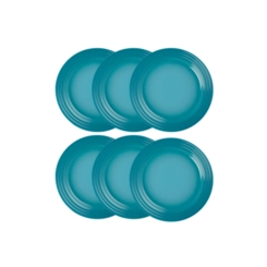 Jogo de 6 Pratos Rasos de Cerâmica 27 cm Azul Caribe Le Creuset