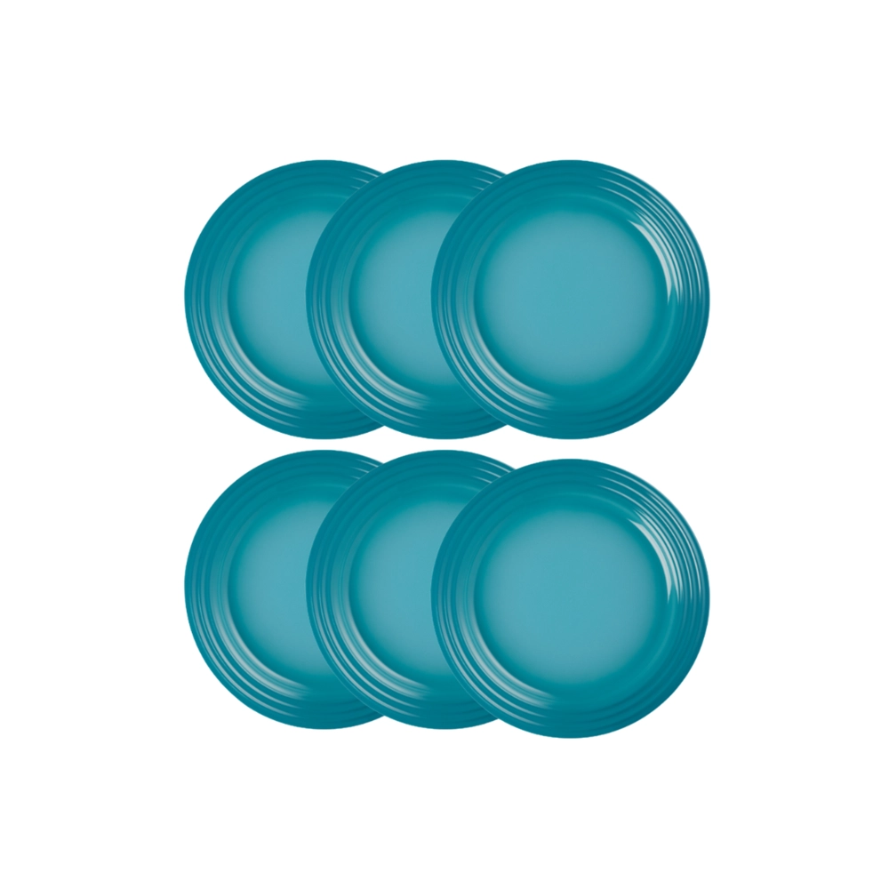 Jogo de 6 Pratos Rasos de Cerâmica 27 cm Azul Caribe Le Creuset