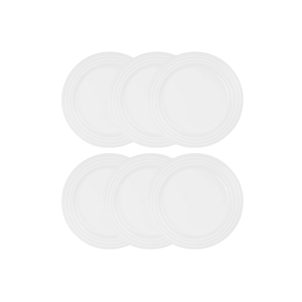 Jogo de 6 Pratos Rasos de Cerâmica 27 cm Branco Le Creuset