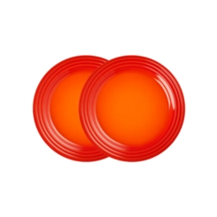 Jogo de 2 Pratos Rasos de Cerâmica 27 cm Laranja Le Creuset