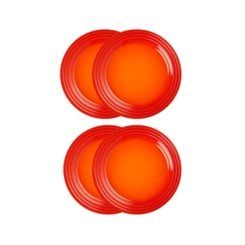 Jogo de 4 Pratos Rasos de Cerâmica 27 cm Laranja Le Creuset