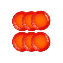 Jogo de 6 Pratos Rasos de Cerâmica 27 cm Laranja Le Creuset