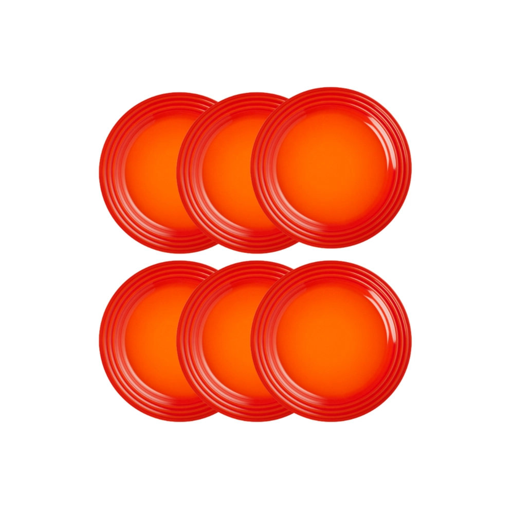 Jogo de 6 Pratos Rasos de Cerâmica 27 cm Laranja Le Creuset