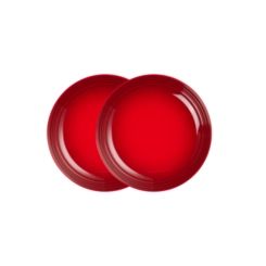 Jogo de 2 Pratos Fundos de Cerâmica 22 cm Vermelho Le Creuset