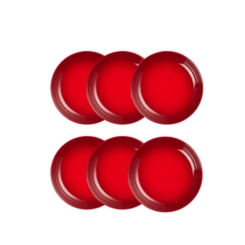 Jogo de 6 Pratos Fundos de Cerâmica 22 cm Vermelho Le Creuset