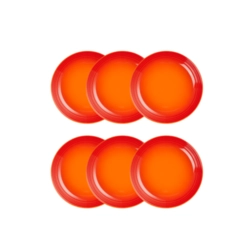 Jogo de 6 Pratos Fundos de Cerâmica 22 cm Laranja Le Creuset