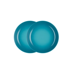 Jogo de 2 Pratos Fundos de Cerâmica 22 cm Azul Caribe Le Creuset