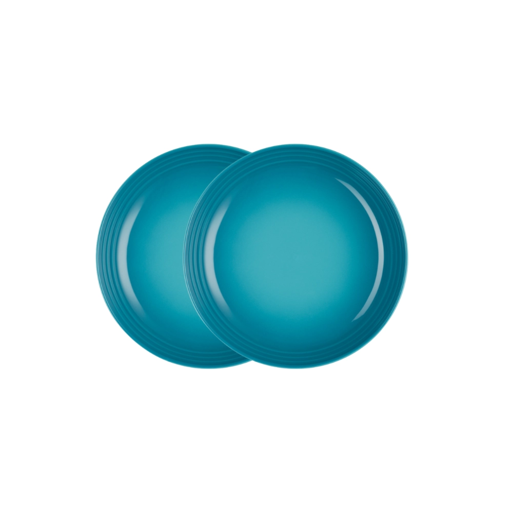 Jogo de 2 Pratos Fundos de Cerâmica 22 cm Azul Caribe Le Creuset