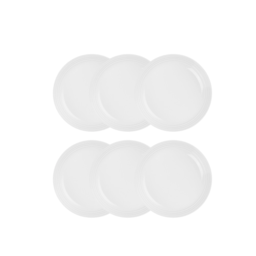 Jogo de 6 Pratos Fundos de Cerâmica 22 cm Branco Le Creuset