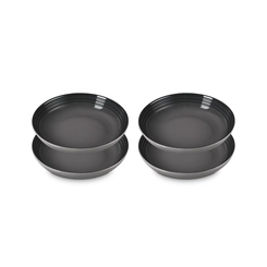Jogo de 4 Pratos Fundos de Cerâmica 22 cm Flint Le Creuset