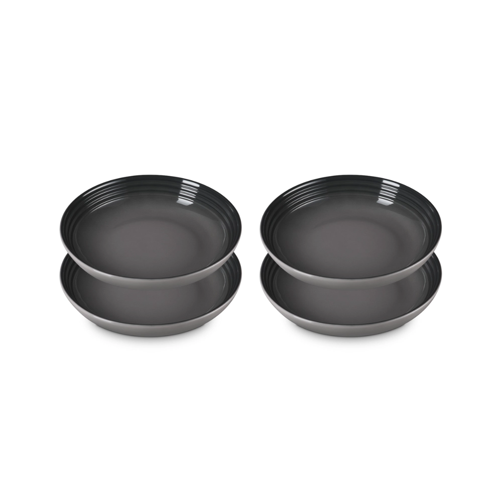 Jogo de 4 Pratos Fundos de Cerâmica 22 cm Flint Le Creuset