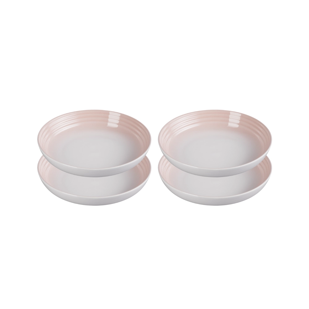 Jogo de 4 Pratos Fundos de Cerâmica 22 cm Shell Pink Le Creuset