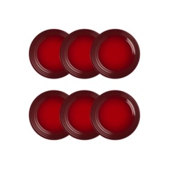 Jogo de 12 Pratos Rasos de Cerâmica 22 cm Vermelho Le Creuset