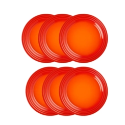 Jogo de 12 Pratos Rasos de Cerâmica 27 cm Laranja Le Creuset