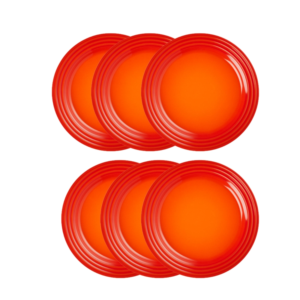 Jogo de 12 Pratos Rasos de Cerâmica 27 cm Laranja Le Creuset