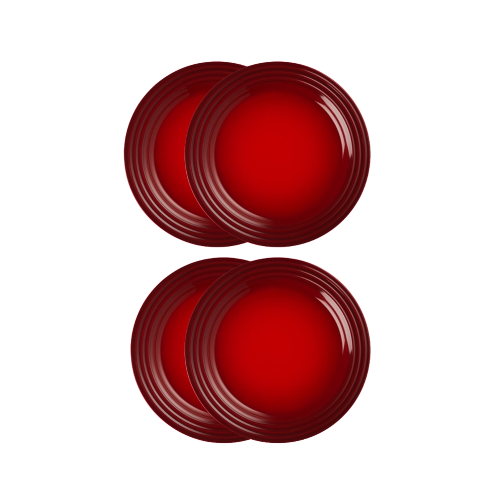 Jogo de 4 Pratos Rasos de Cerâmica 27 cm Vermelho Le Creuset