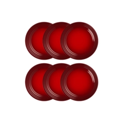 Jogo de 6 Pratos Rasos de Cerâmica 27 cm Vermelho Le Creuset