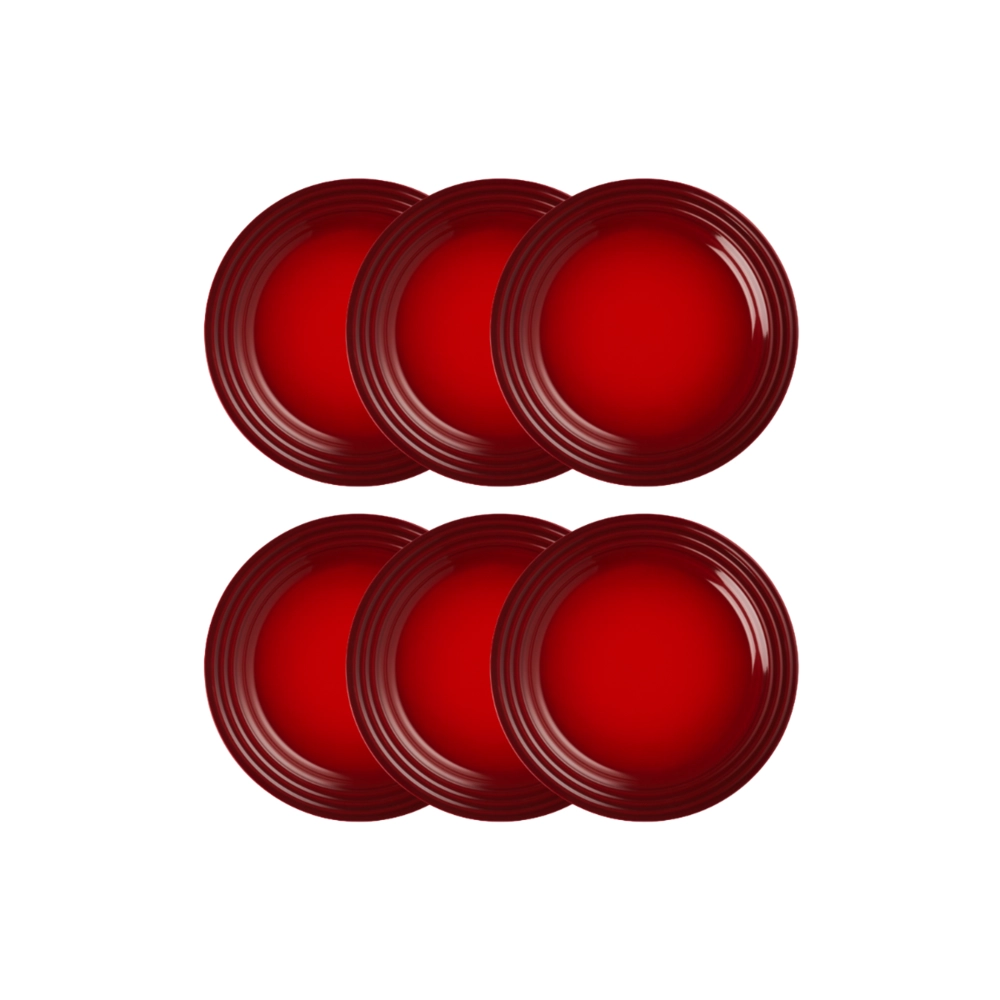 Jogo de 6 Pratos Rasos de Cerâmica 27 cm Vermelho Le Creuset