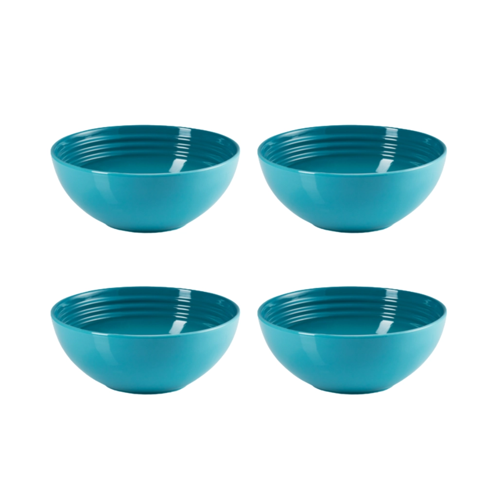 Jogo de 4 Bowls para Cereal de Cerâmica 16 cm Azul Caribe Le Creuset