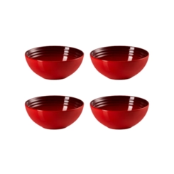 Jogo de 4 Bowls para Cereal de Cerâmica 16 cm Vermelho Le Creuset