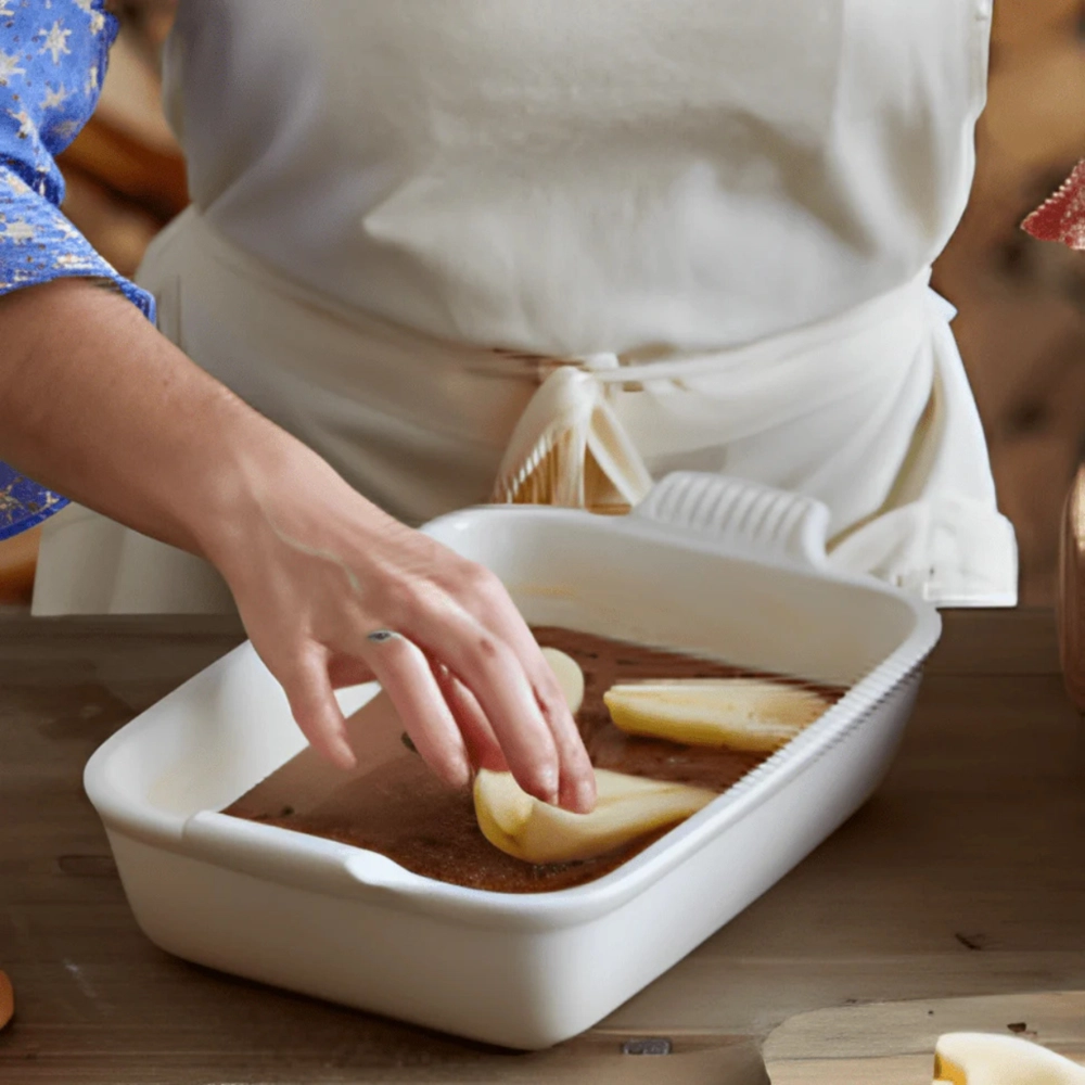Travessa Retangular de Cerâmica Heritage 19 cm Meringue Le Creuset