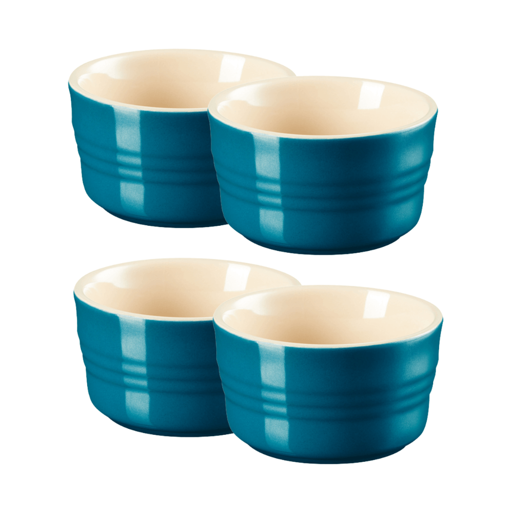 Jogo de 4 Ramekins de Cerâmica 240 ml Deep Teal Le Creuset