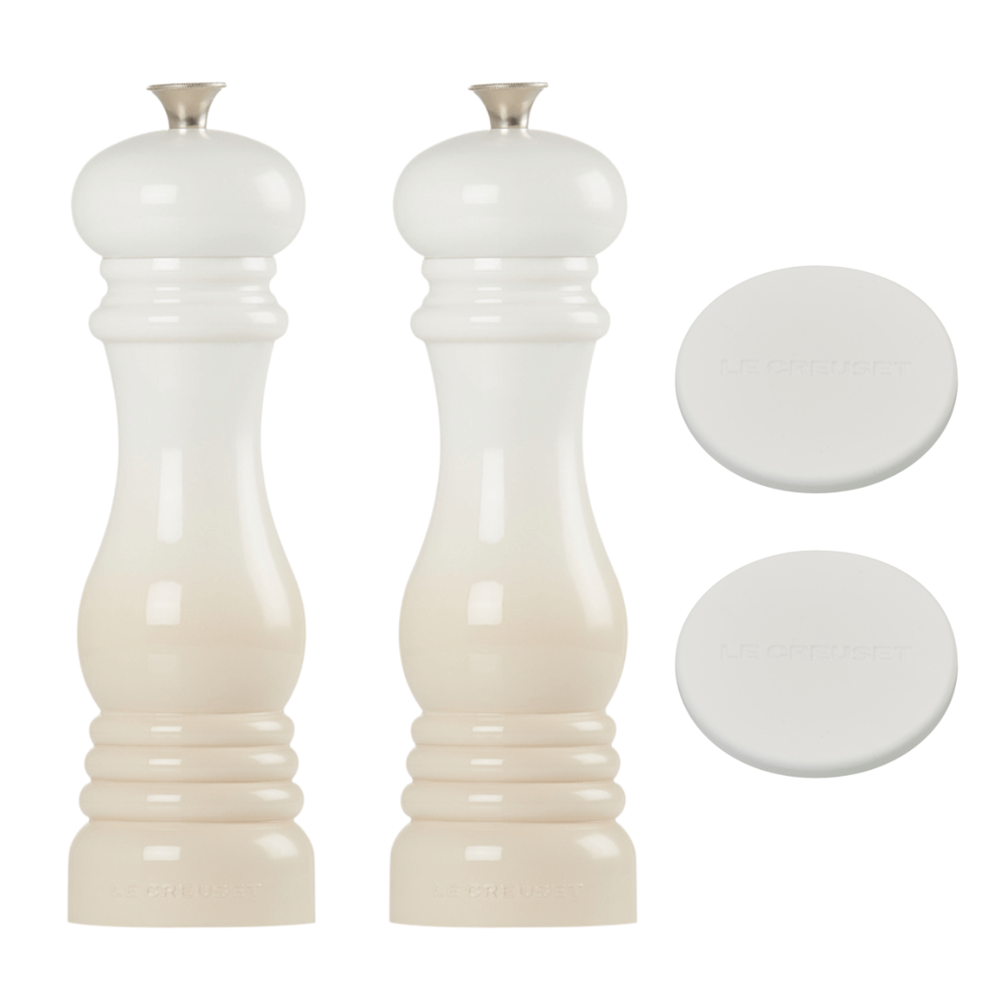 Kit Moedores de Sal e Pimenta 21 cm Meringue e Tampas Branco Le Creuset