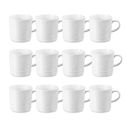 Jogo 12 Canecas de Chá de Cerâmica 350 ml Branco Le Creuset