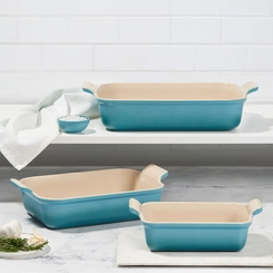 Jogo Completo de Travessas Heritage Azul Caribe Le Creuset