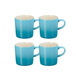 Jogo 4 Canecas de Chá de Cerâmica 350 ml Azul Caribe Le Creuset