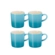 Jogo 4 Canecas de Chá de Cerâmica 350 ml Azul Caribe Le Creuset