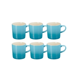 Jogo 6 Canecas de Chá de Cerâmica 350 ml Azul Caribe Le Creuset