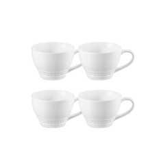 Jogo 4 Canecas Bistrô de Cerâmica 400 ml Branco Le Creuset