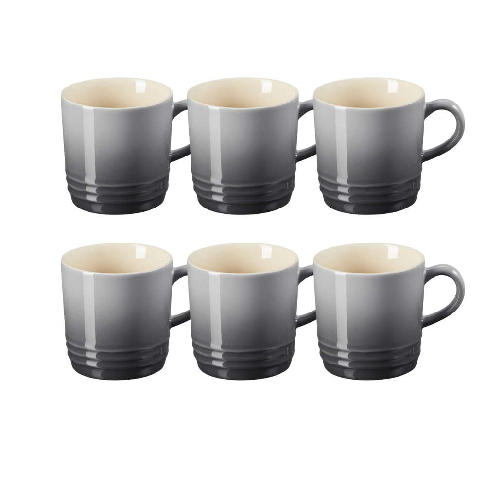 Jogo 6 Canecas Cappuccino de Cerâmica 200 ml Flint Le Creuset