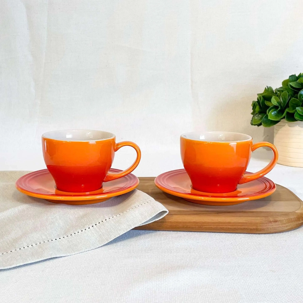 Conjunto 2 Canecas Espresso com Pires 200 ml Laranja Le Creuset
