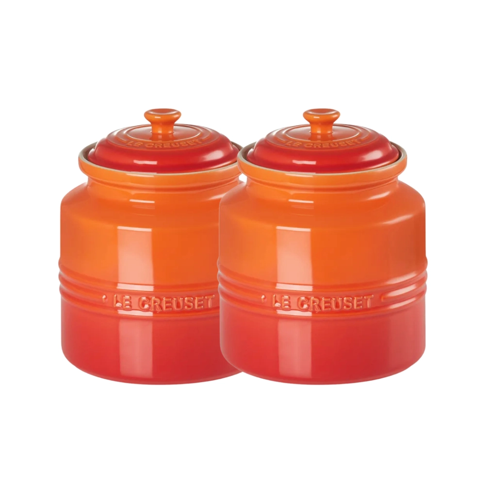 Kit de 2 Potes para Biscoito 2,4 Litros de Cerâmica Laranja Le Creuset