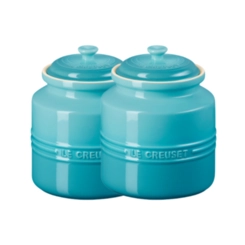 Kit de 2 Potes para Biscoito 2,4 Litros de Cerâmica Azul Caribe Le Creuset