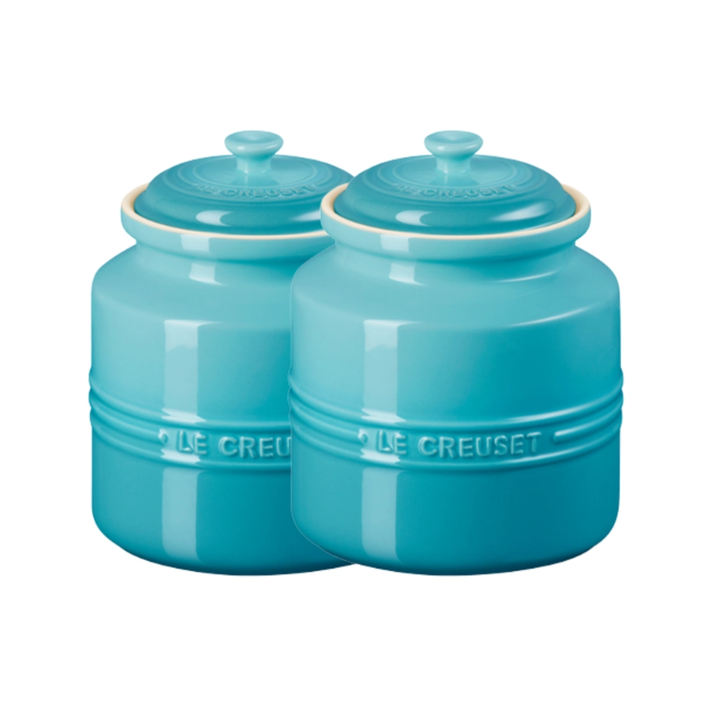 Kit de 2 Potes para Biscoito 2,4 Litros de Cerâmica Azul Caribe Le Creuset