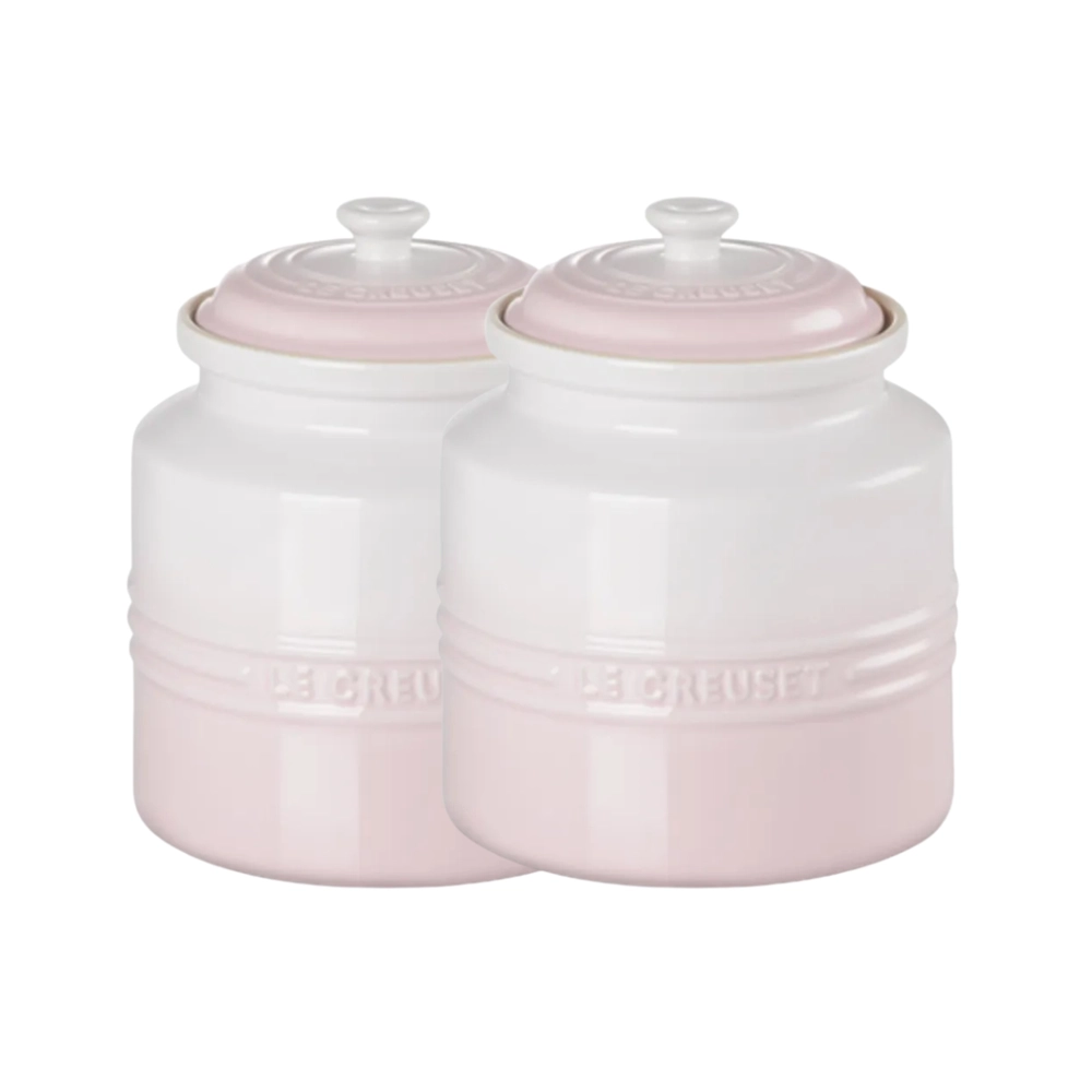 Kit de 2 Potes para Biscoito 2,4 Litros de Cerâmica Shell Pink Le Creuset