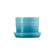 Kit 2 Vasos para Ervas com Bandeja 14 cm de Cerâmica Azul Caribe Le Creuset