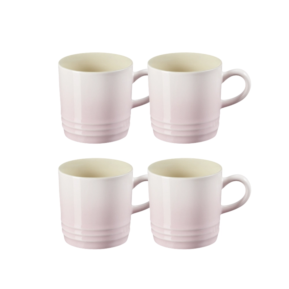 Jogo 4 Canecas Cappuccino de Cerâmica 200 ml Shell Pink Le Creuset