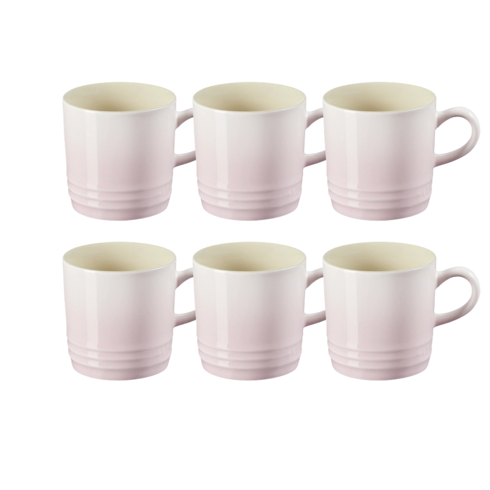 Jogo 6 Canecas Cappuccino de Cerâmica 200 ml Shell Pink Le Creuset
