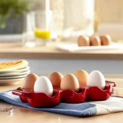Bandeja de Cerâmica para 6 Ovos Vermelho Le Creuset