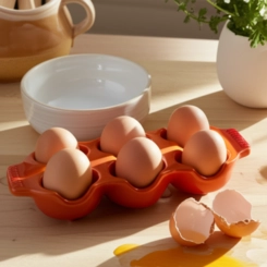 Bandeja de Cerâmica para 6 Ovos Laranja Le Creuset